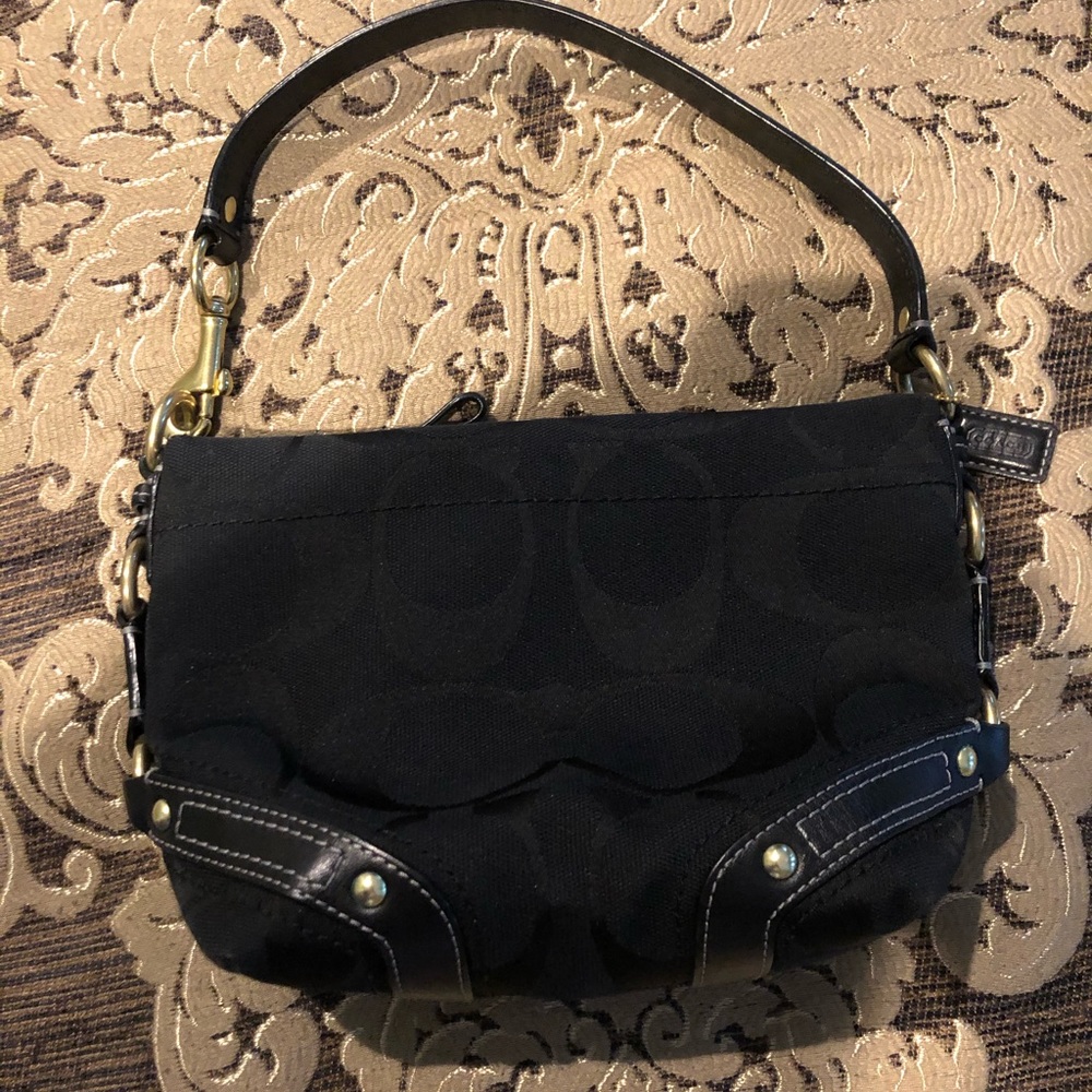 Coach Y2K Black Mini Bag with Gold Details RARE